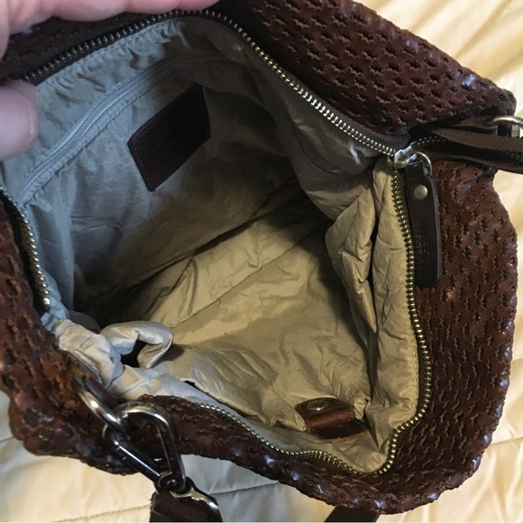 M0851 Brown Perforated Leather Crossbody Bag - Picture 8 of 12